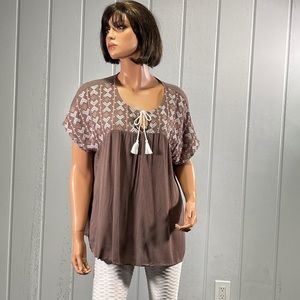 *St John's Bay Women's Embroidered Boho Top Size PL